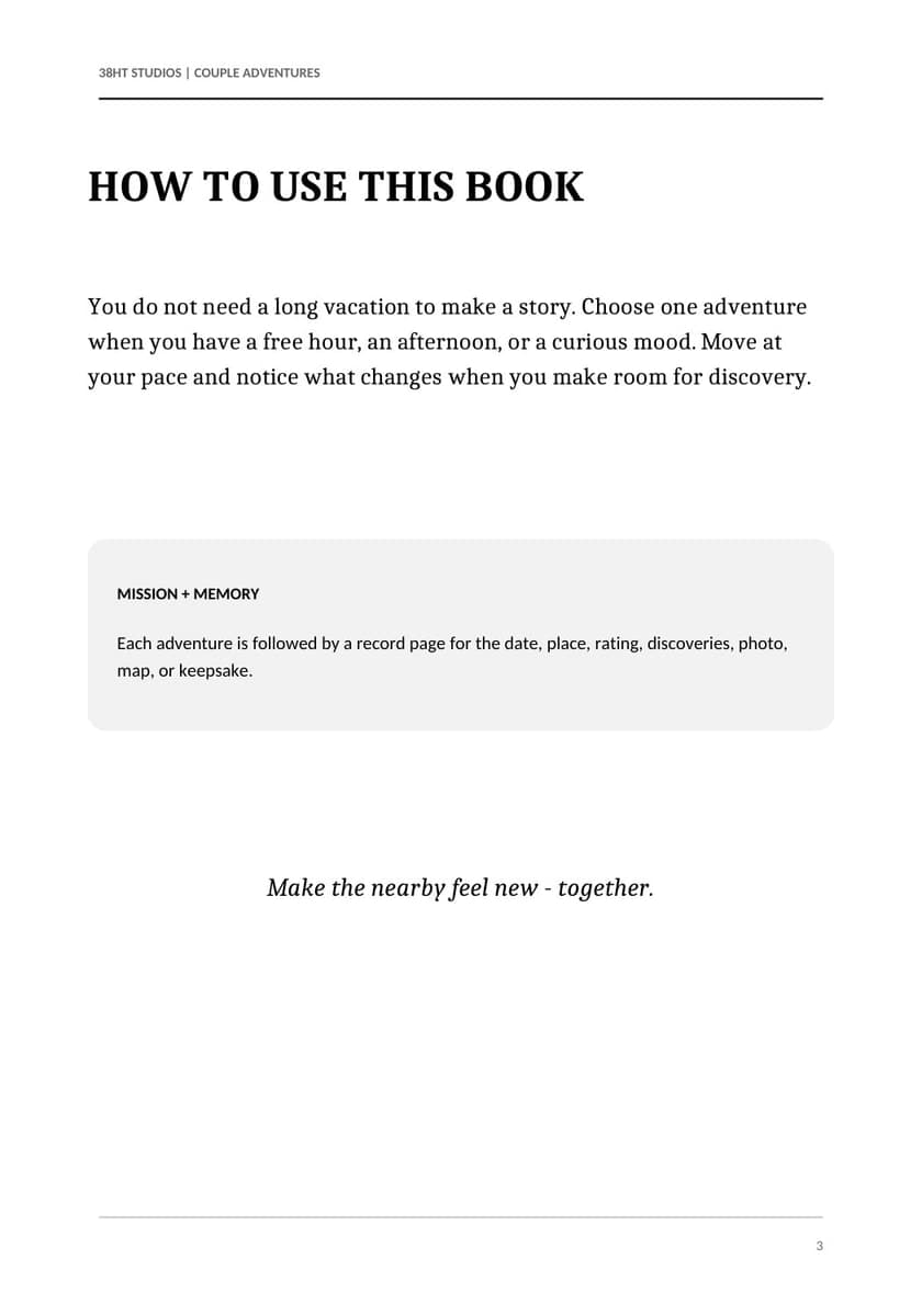 The Couple Adventure Book interior page 3