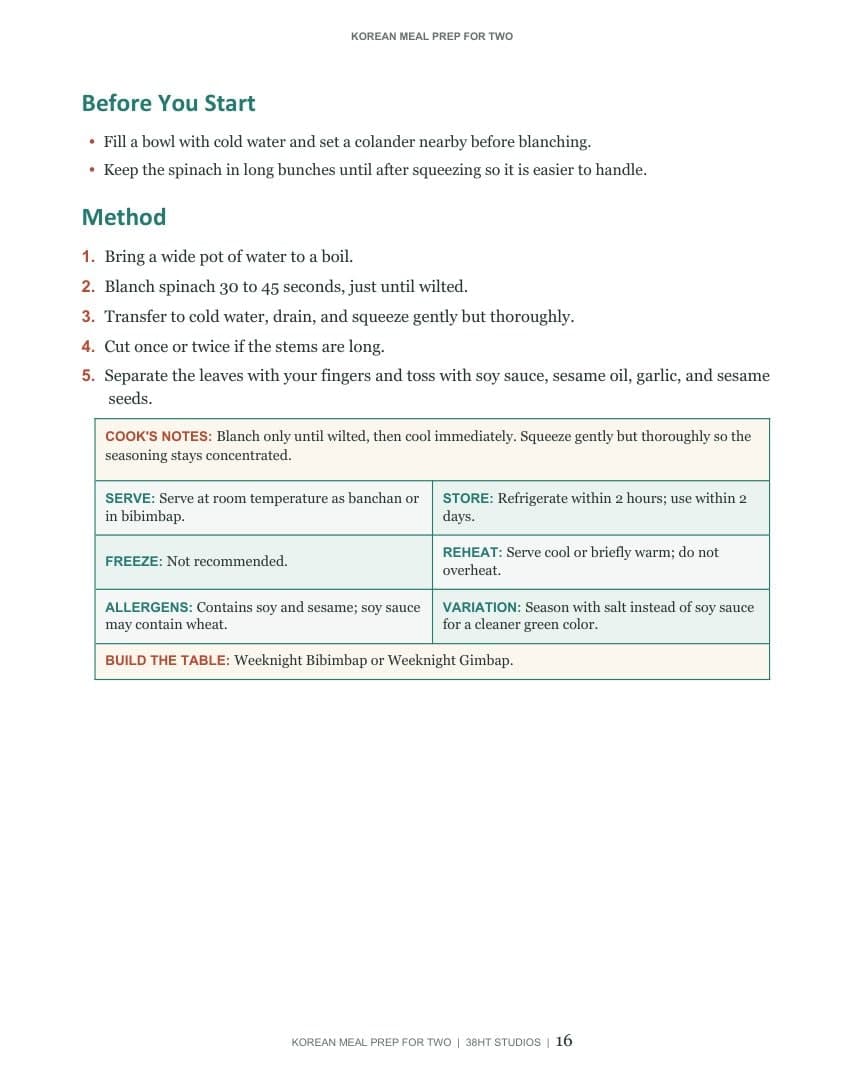 Korean Meal Prep for Two Cookbook interior page 16