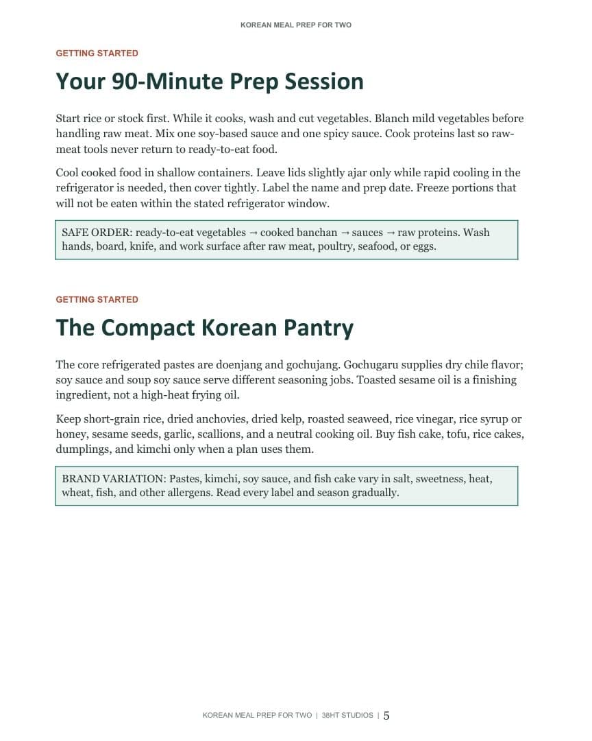 Korean Meal Prep for Two Cookbook interior page 5