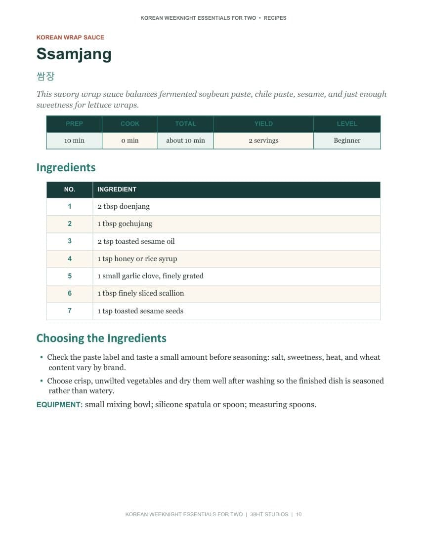 Korean Weeknight Essentials for Two Cookbook: Volume 1 interior page 13