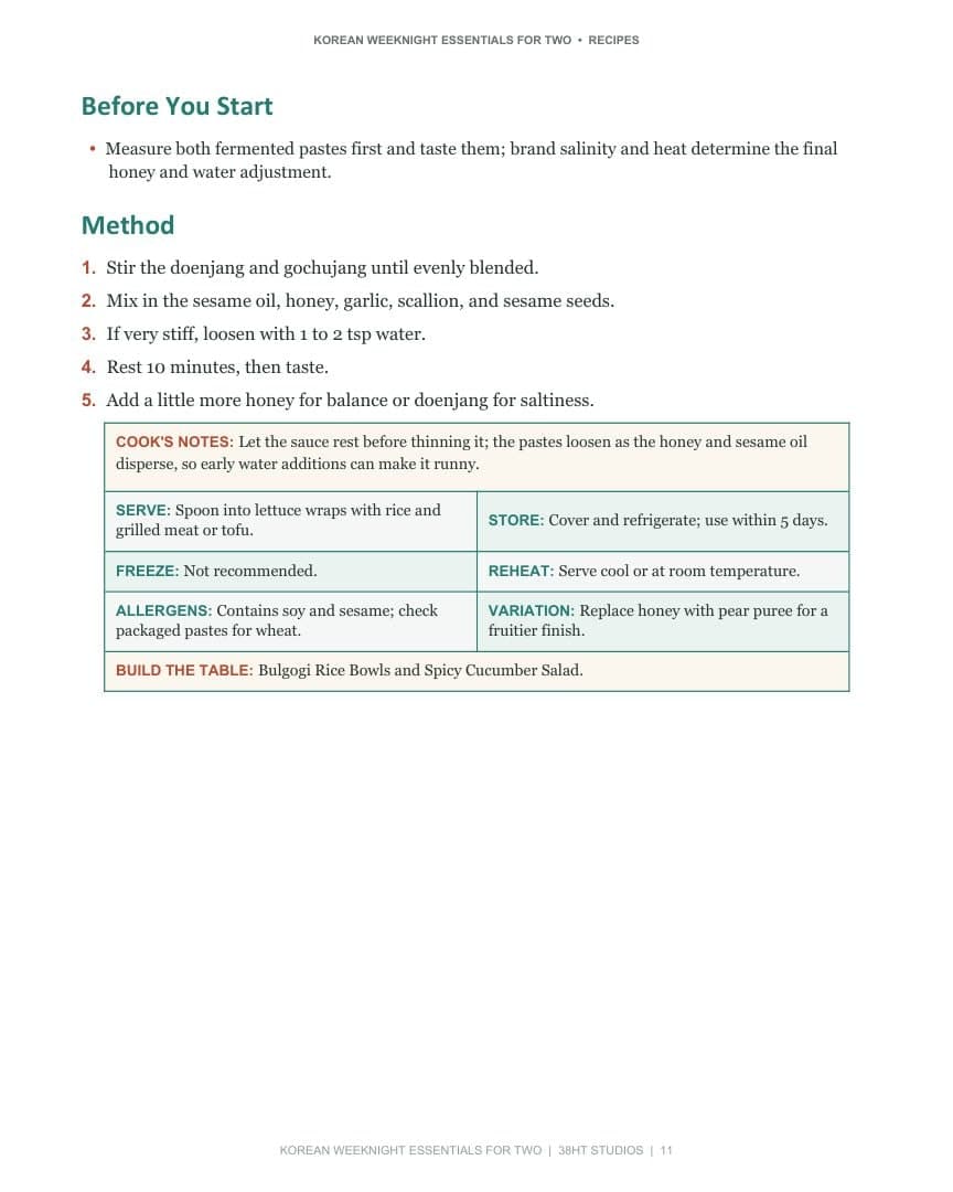 Korean Weeknight Essentials for Two Cookbook: Volume 1 interior page 14