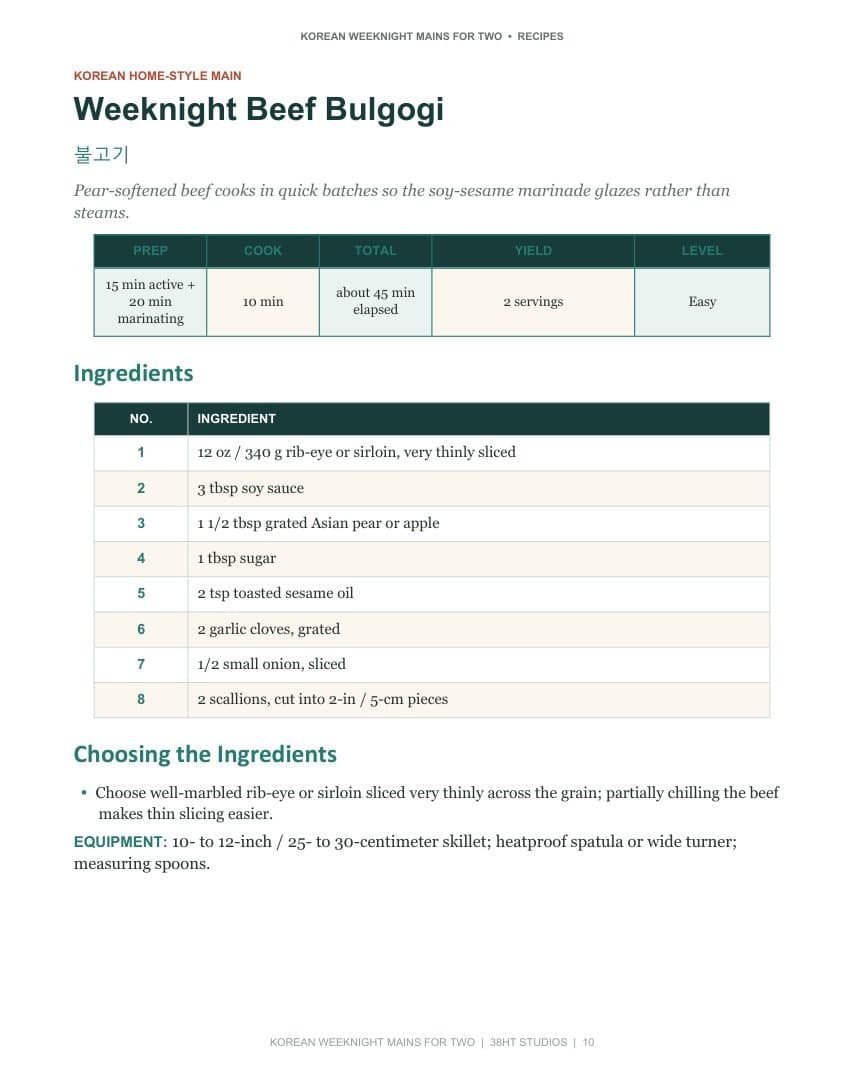 Korean Weeknight Essentials for Two Cookbook: Volume 2 interior page 13