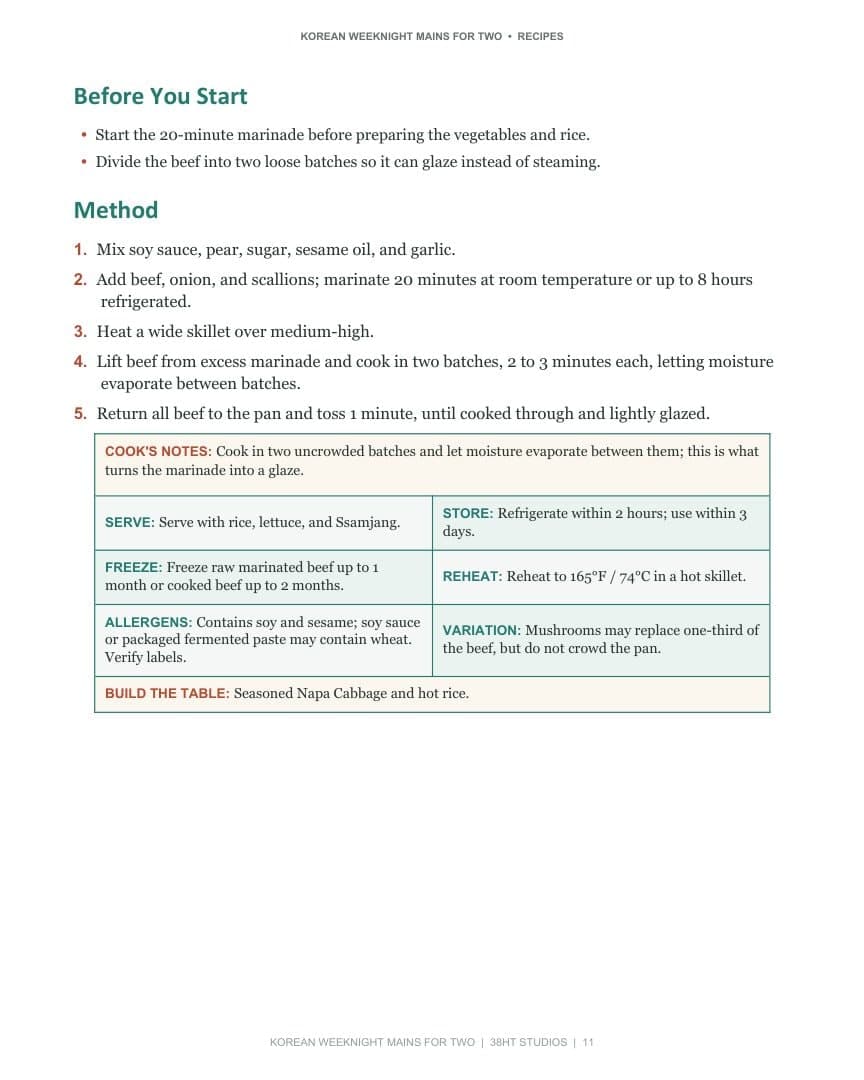 Korean Weeknight Essentials for Two Cookbook: Volume 2 interior page 14