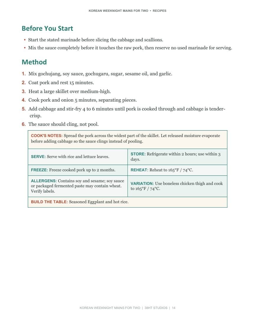 Korean Weeknight Essentials for Two Cookbook: Volume 2 interior page 17