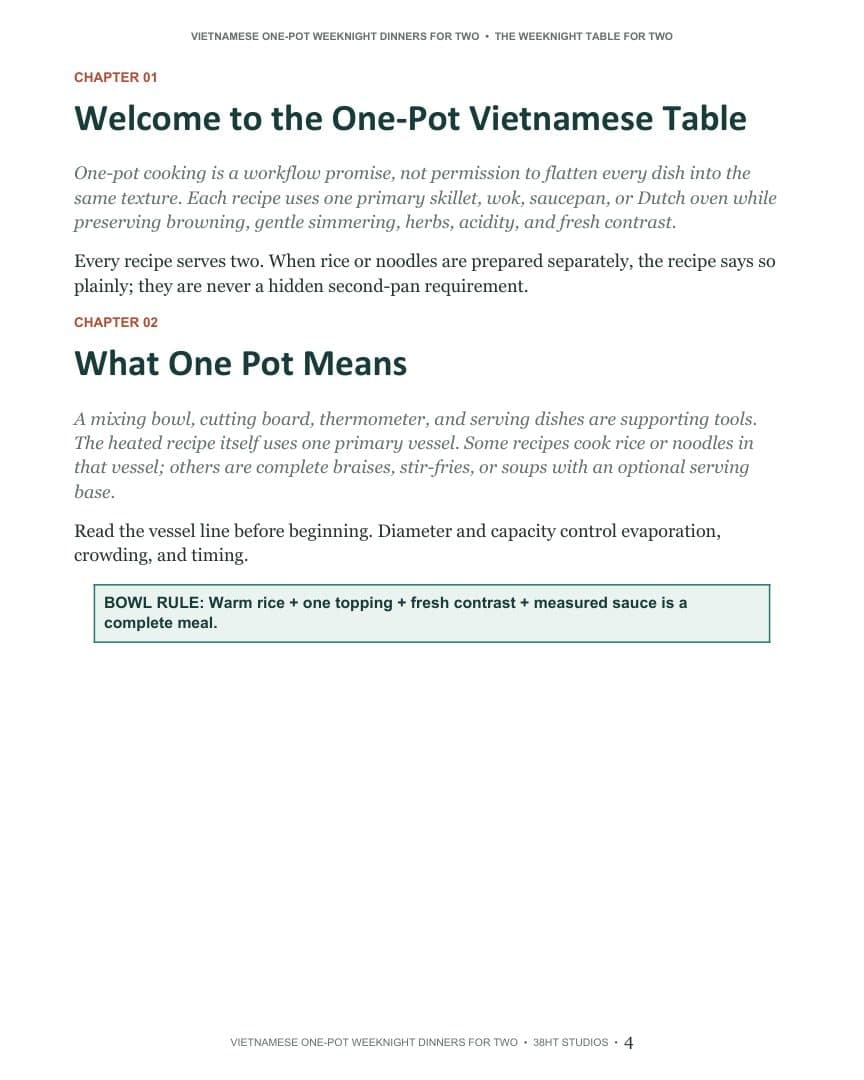 Vietnamese One Pot for Two Cookbook interior page 4