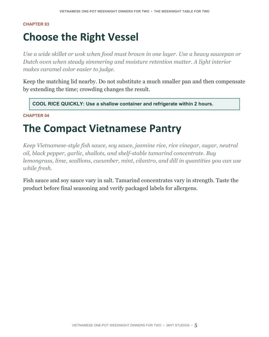 Vietnamese One Pot for Two Cookbook interior page 5
