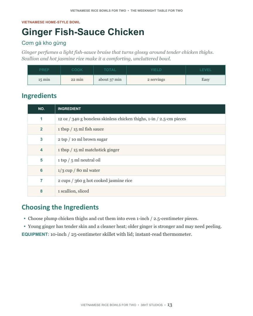 Vietnamese Rice Bowls for Two Cookbook interior page 13