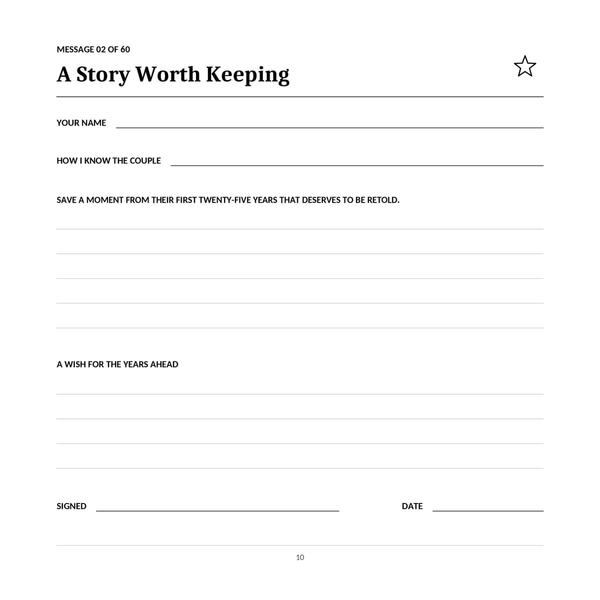 25th Wedding Anniversary Guest Book & Memory Keepsake interior line art 10