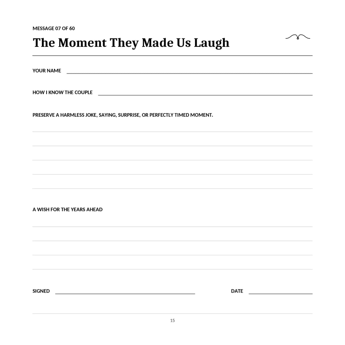 25th Wedding Anniversary Guest Book & Memory Keepsake interior line art 15