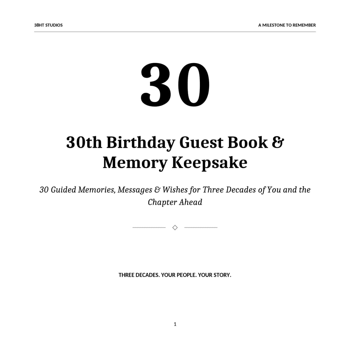 30th Birthday Guest Book & Memory Keepsake interior line art 1