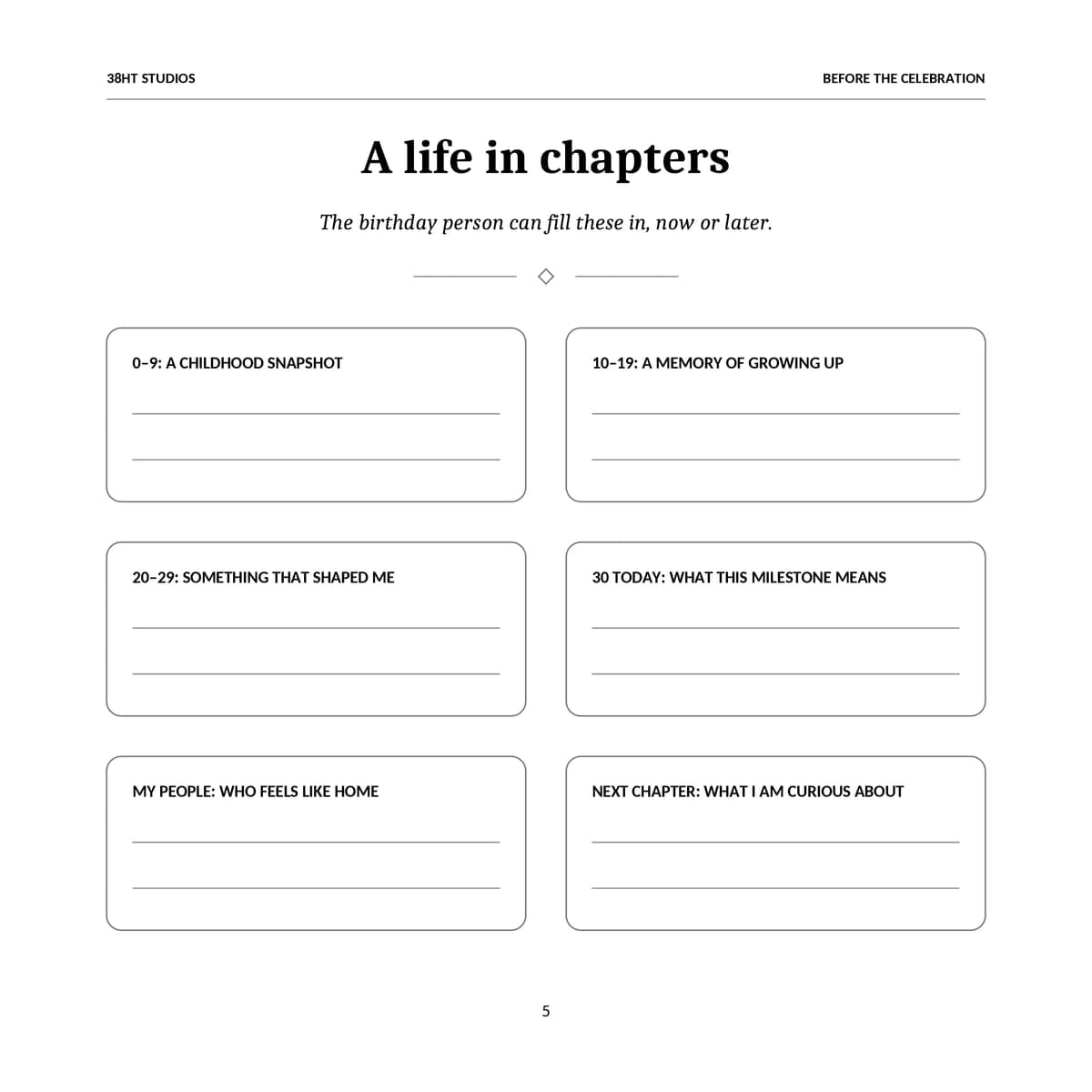 30th Birthday Guest Book & Memory Keepsake interior line art 5