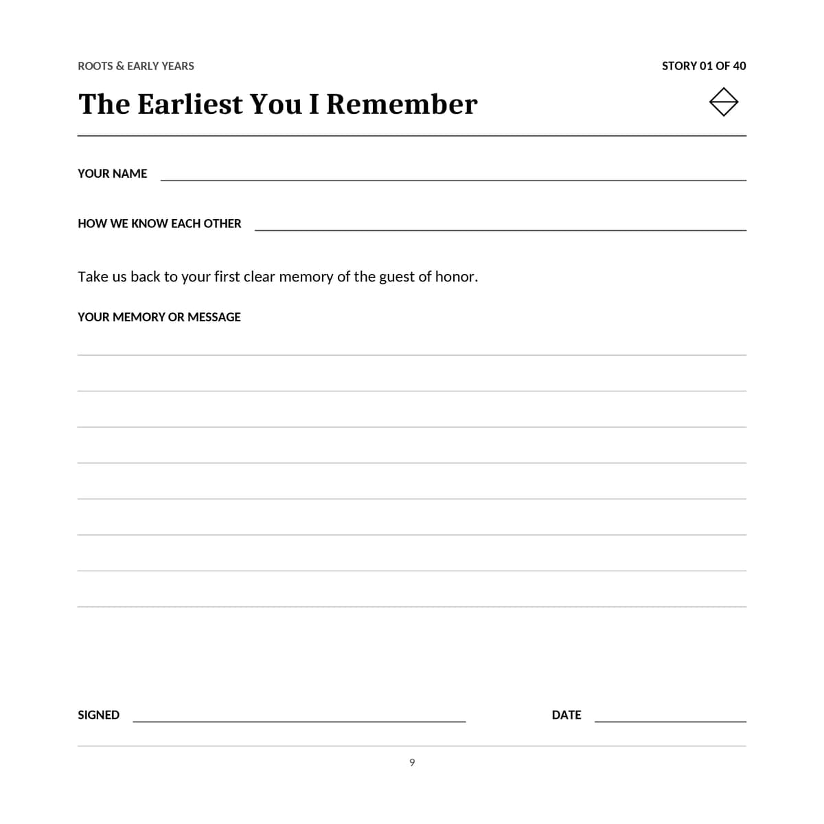 40th Birthday Guest Book & Memory Keepsake interior line art 9