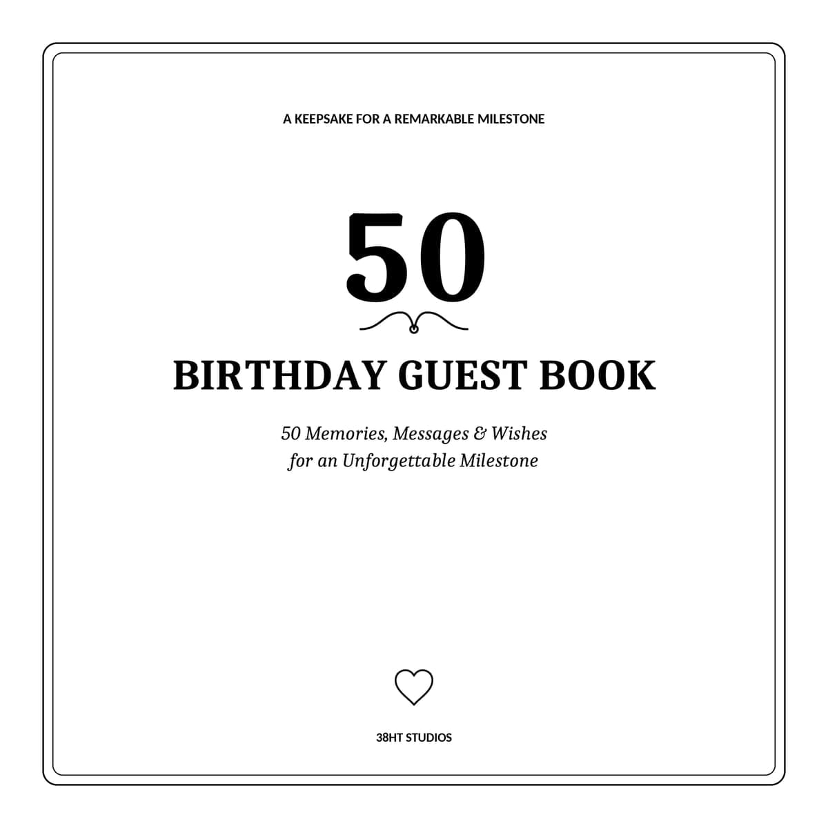 50th Birthday Guest Book interior line art 1
