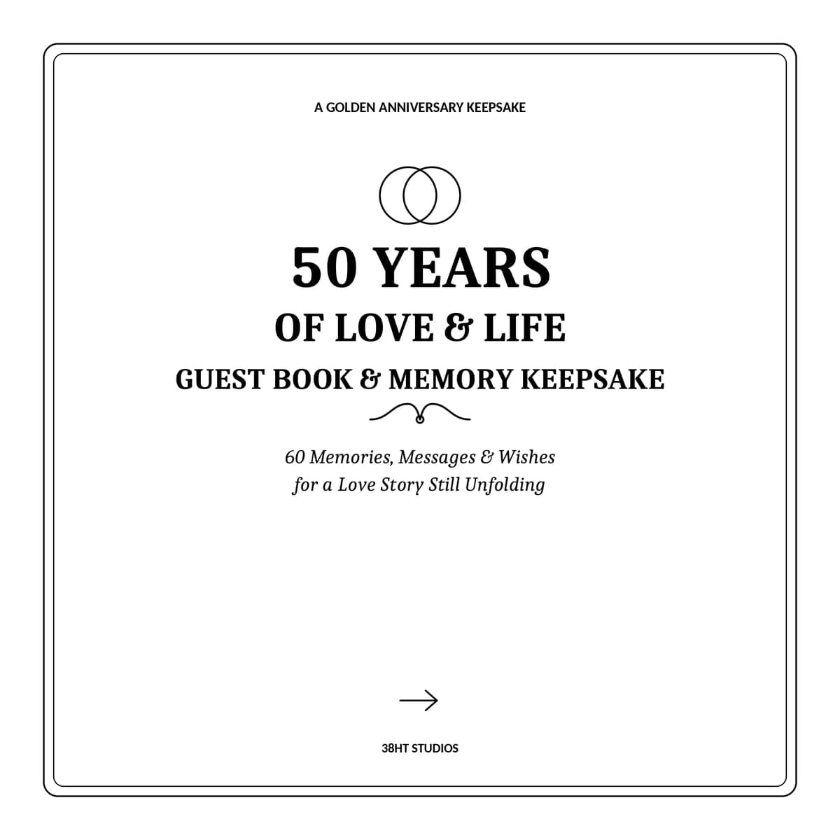 50th Wedding Anniversary Guest Book & Memory Keepsake interior line art 1