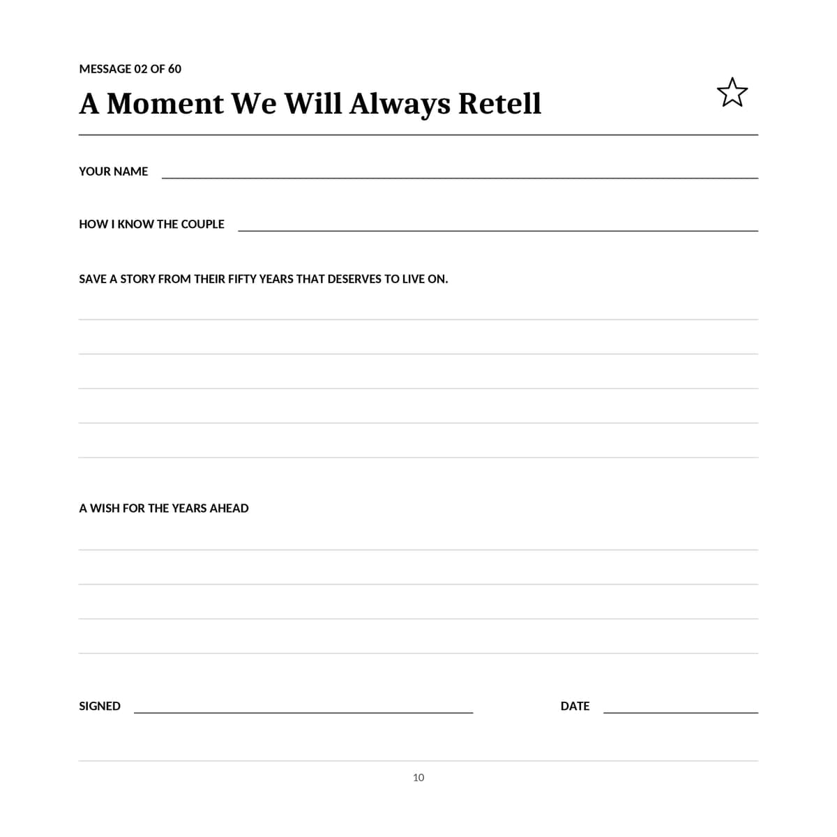 50th Wedding Anniversary Guest Book & Memory Keepsake interior line art 10