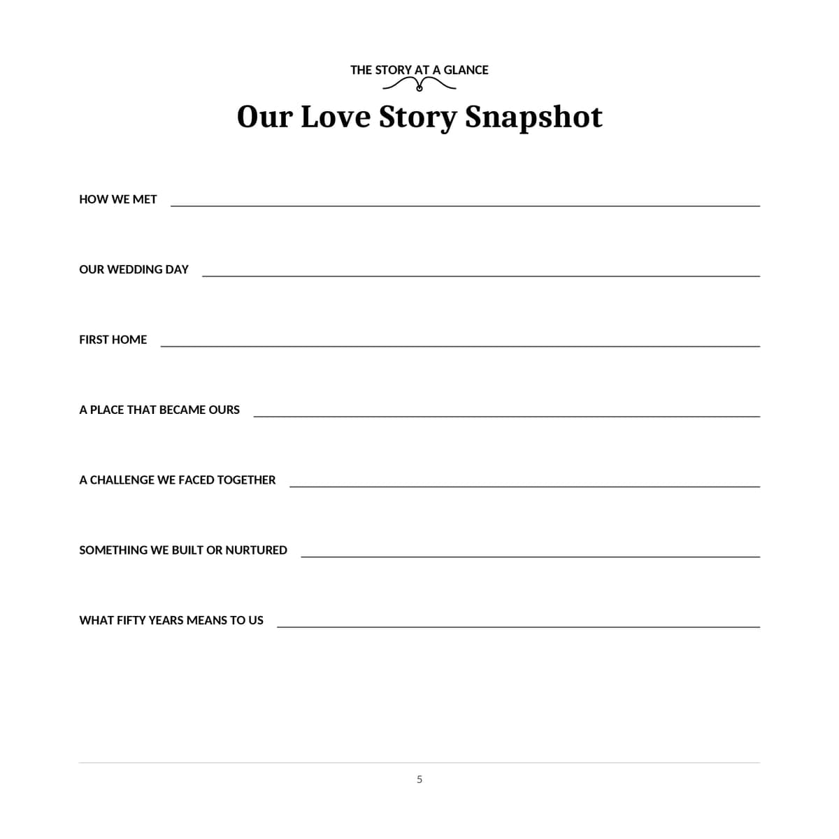 50th Wedding Anniversary Guest Book & Memory Keepsake interior line art 5