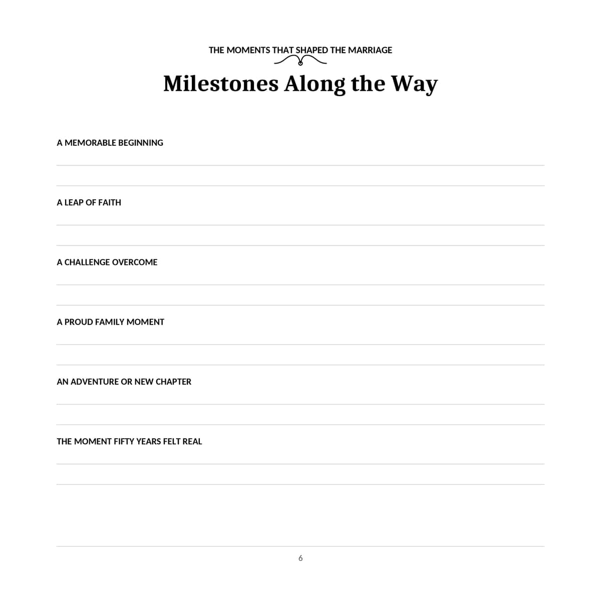 50th Wedding Anniversary Guest Book & Memory Keepsake interior line art 6