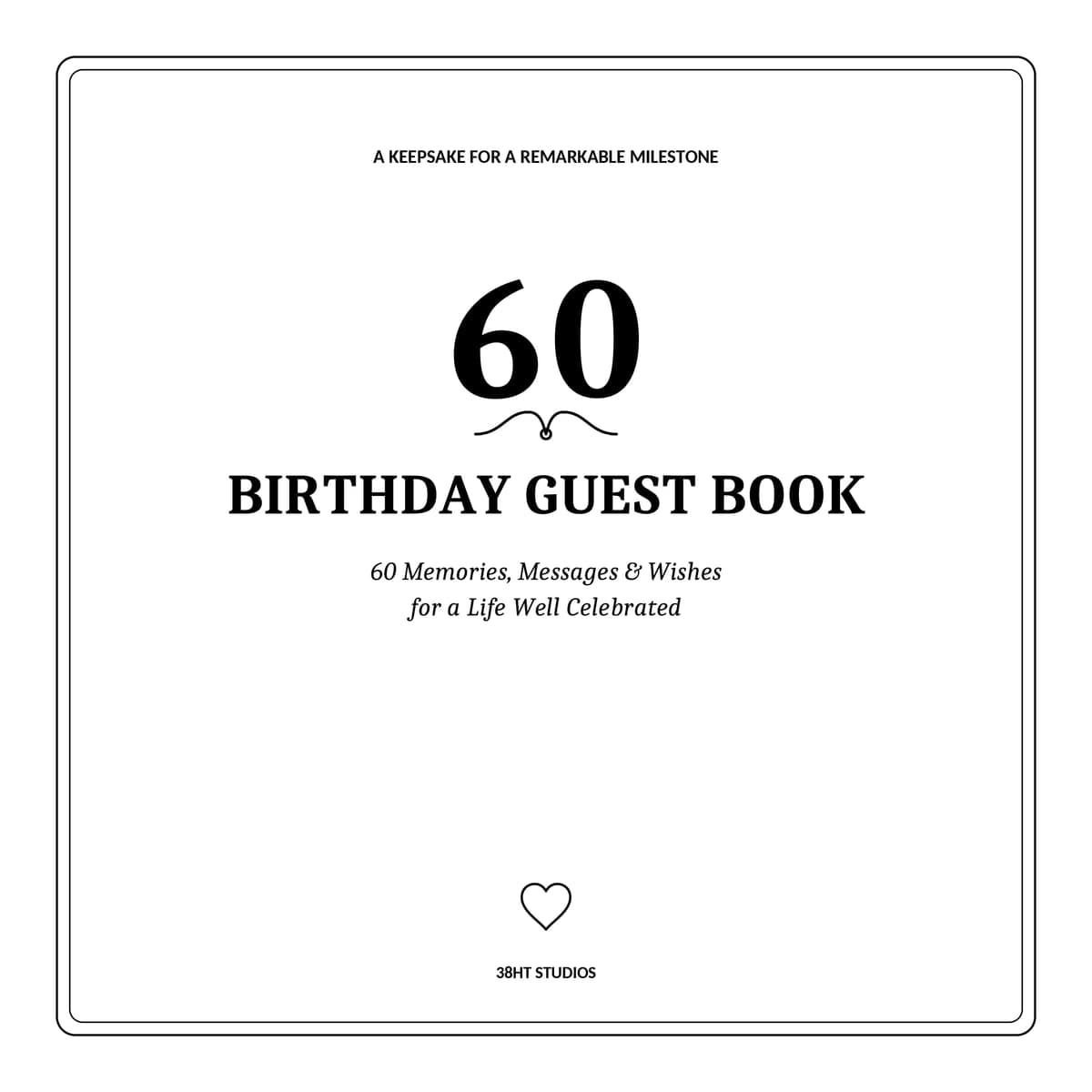 60th Birthday Guest Book interior line art 1