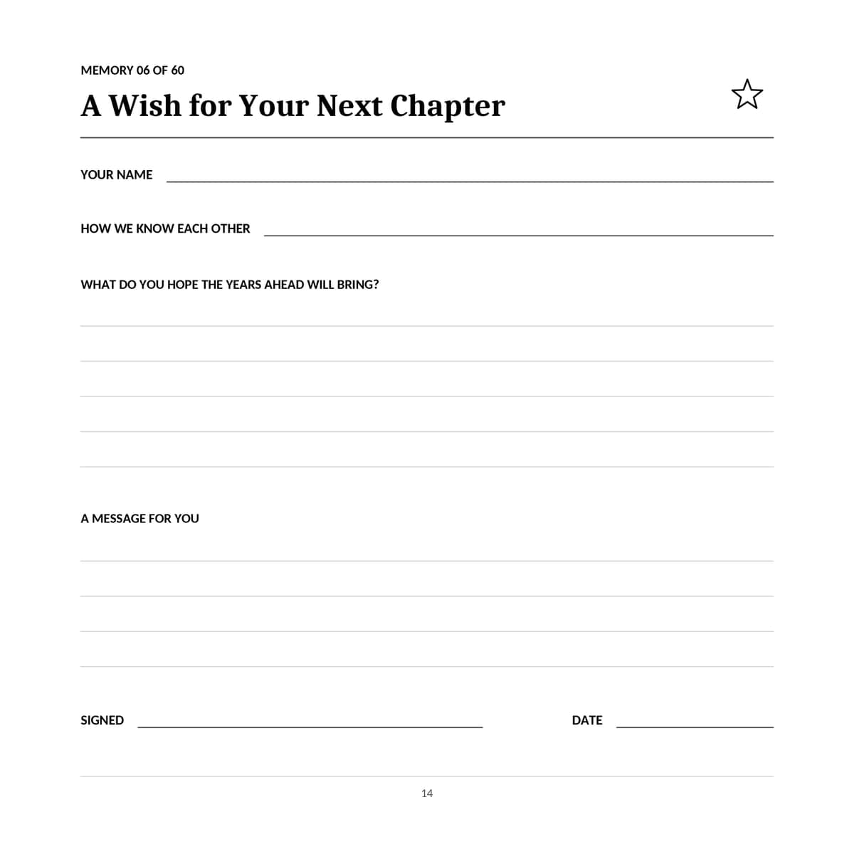 60th Birthday Guest Book interior line art 14