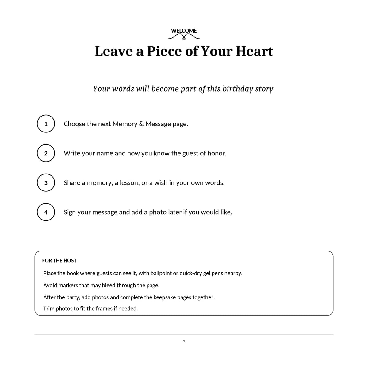 60th Birthday Guest Book interior line art 3