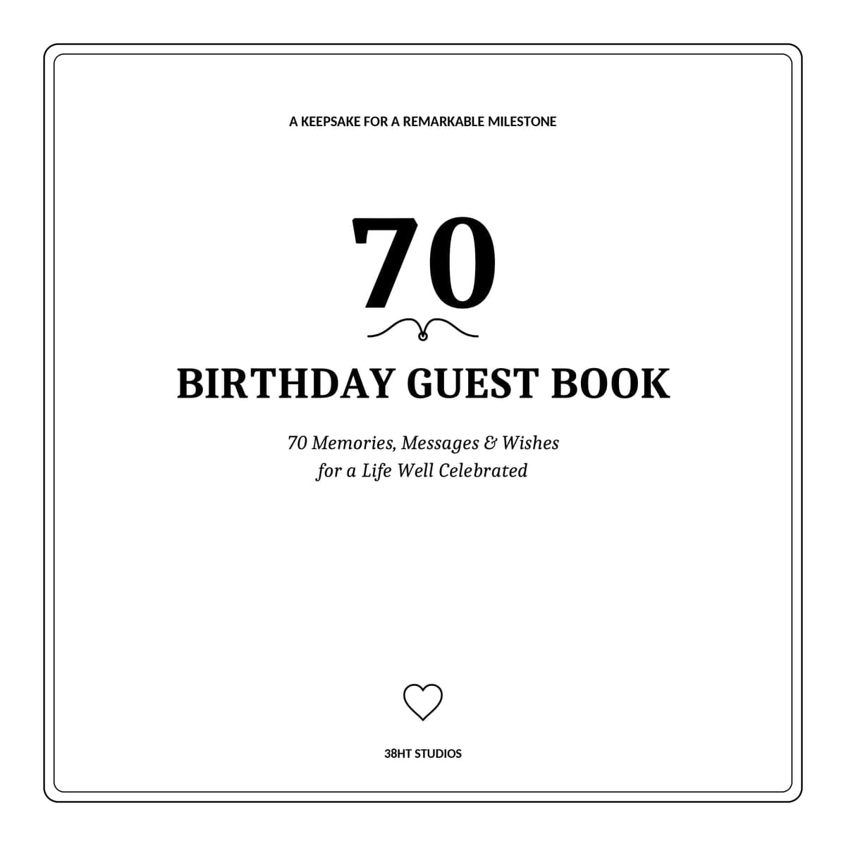 70th Birthday Guest Book interior line art 1