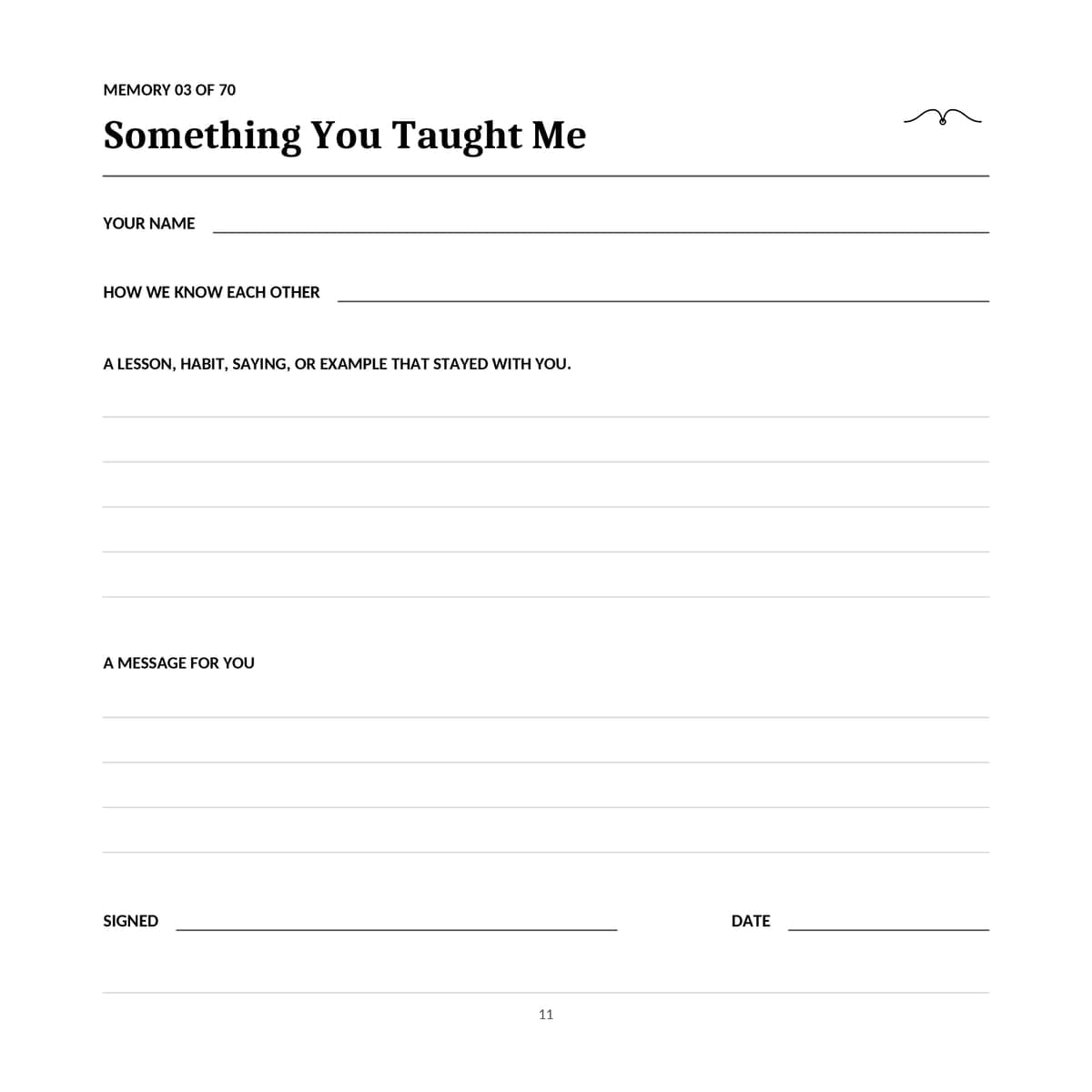70th Birthday Guest Book interior line art 11