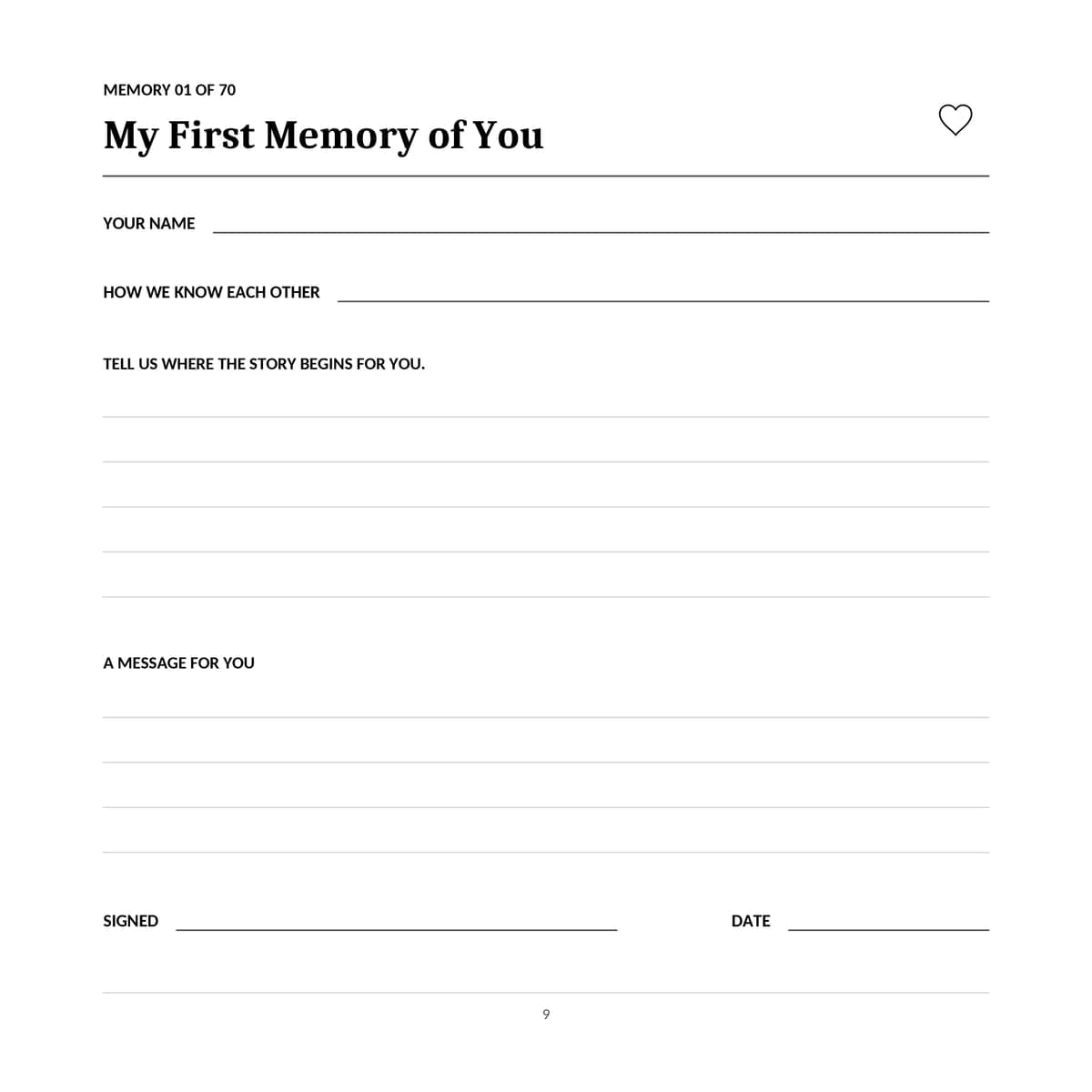 70th Birthday Guest Book interior line art 9