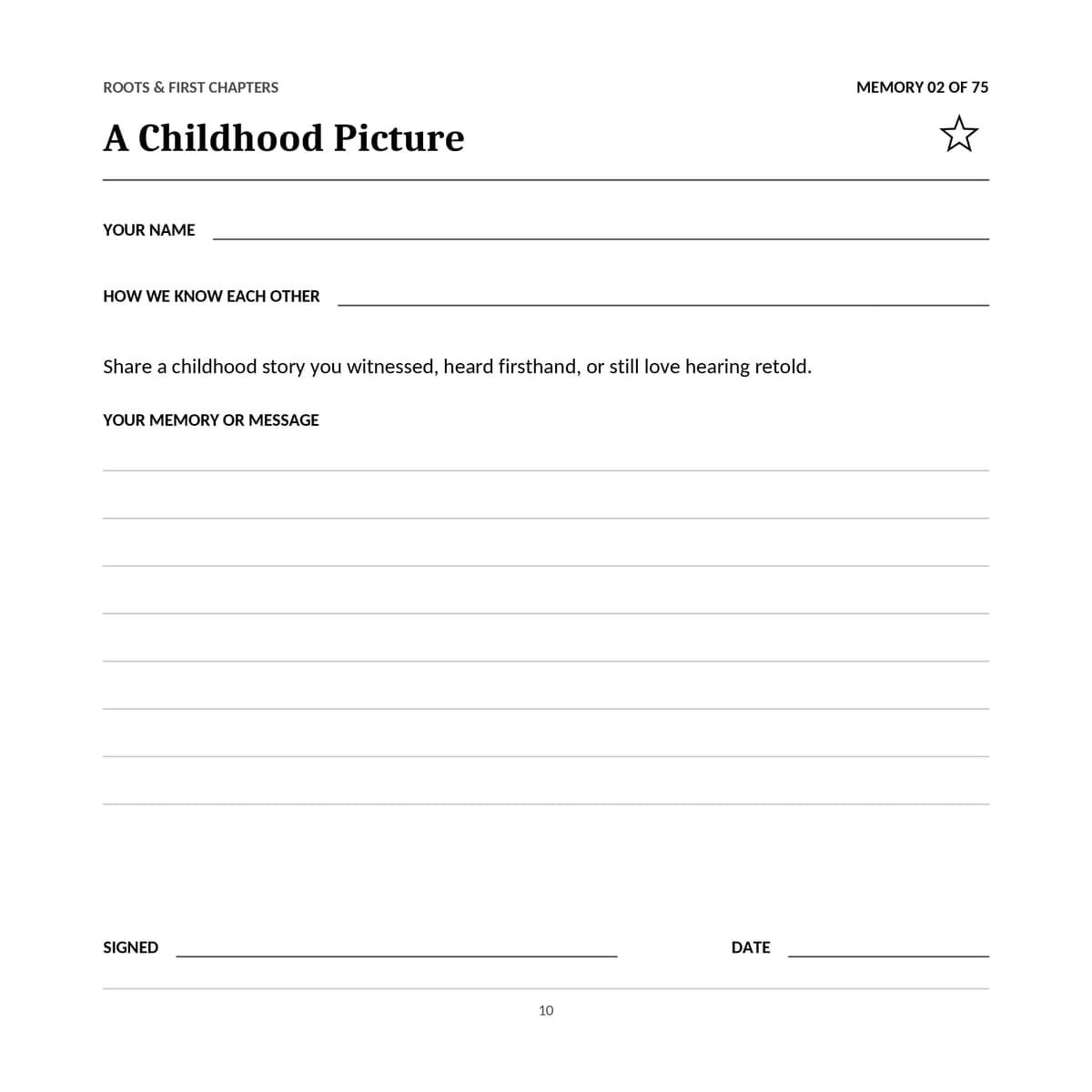 75th Birthday Guest Book & Memory Keepsake interior line art 10