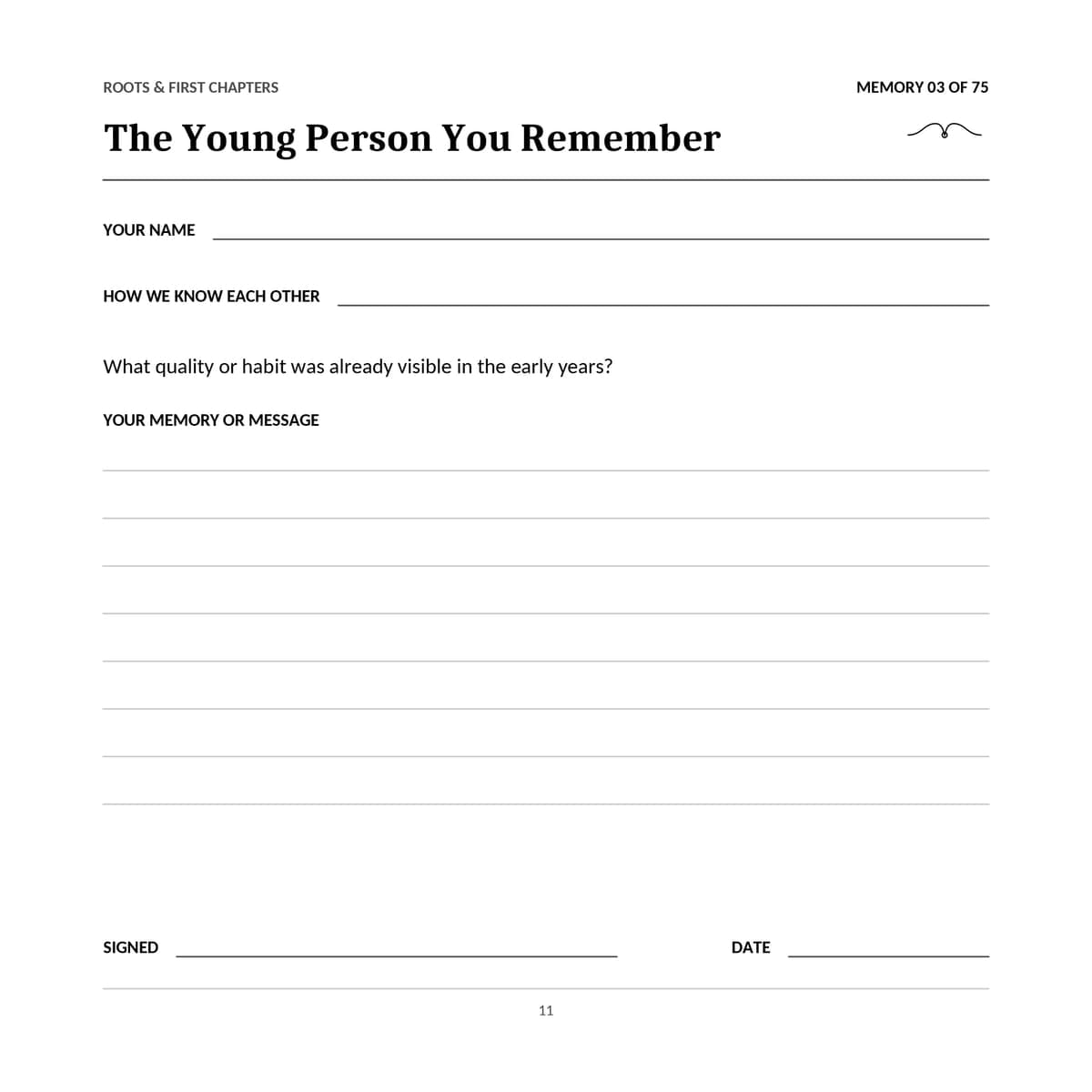 75th Birthday Guest Book & Memory Keepsake interior line art 11