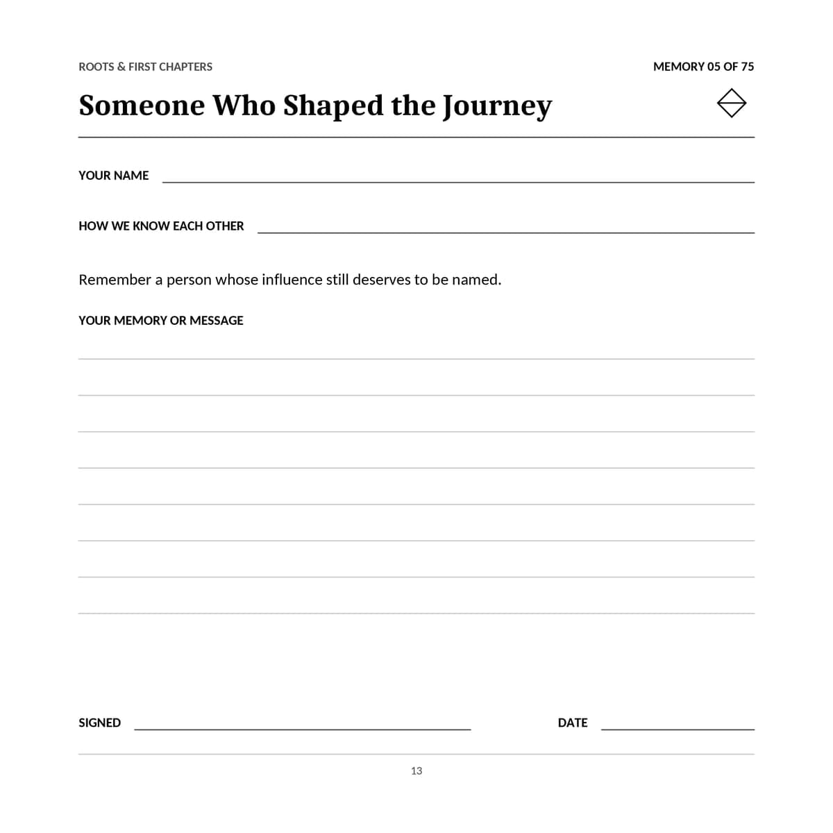 75th Birthday Guest Book & Memory Keepsake interior line art 13
