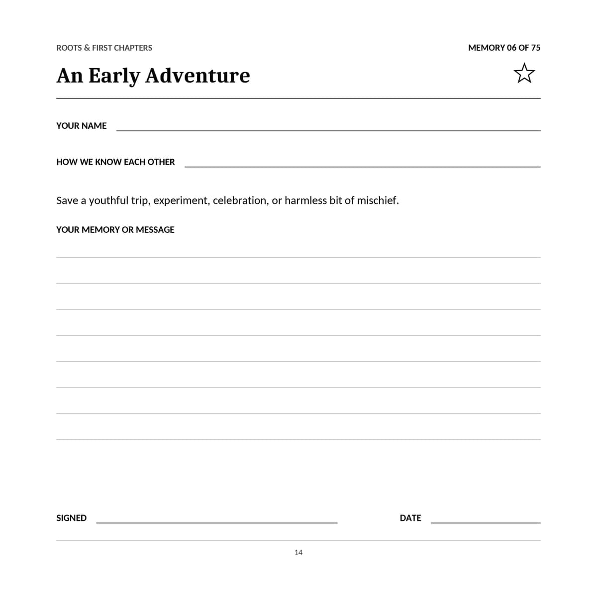75th Birthday Guest Book & Memory Keepsake interior line art 14