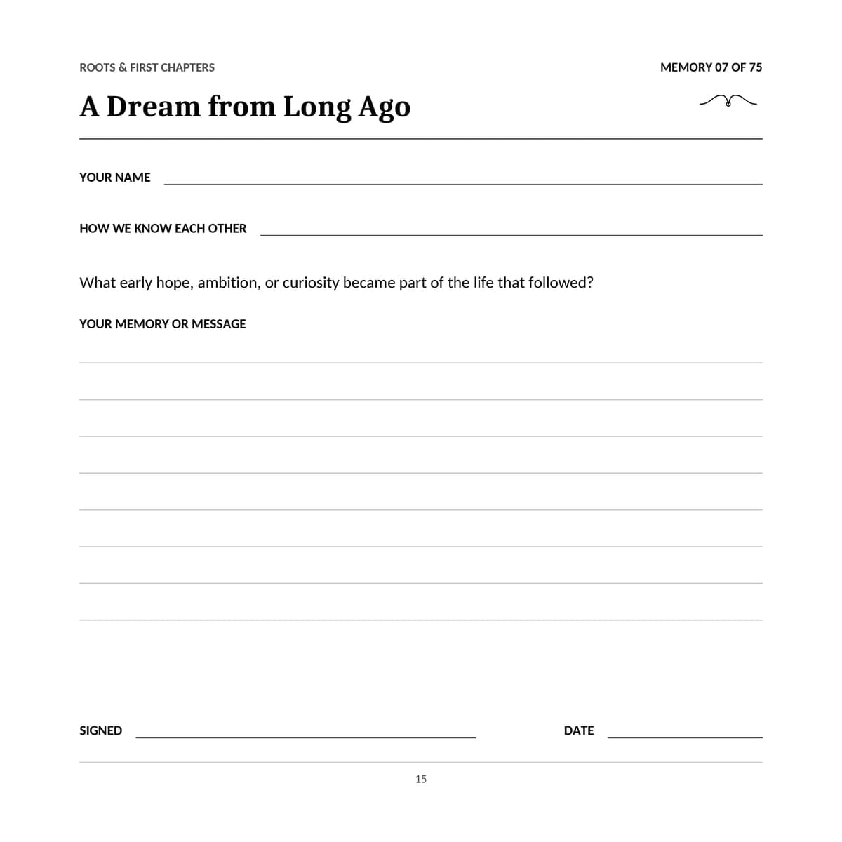 75th Birthday Guest Book & Memory Keepsake interior line art 15