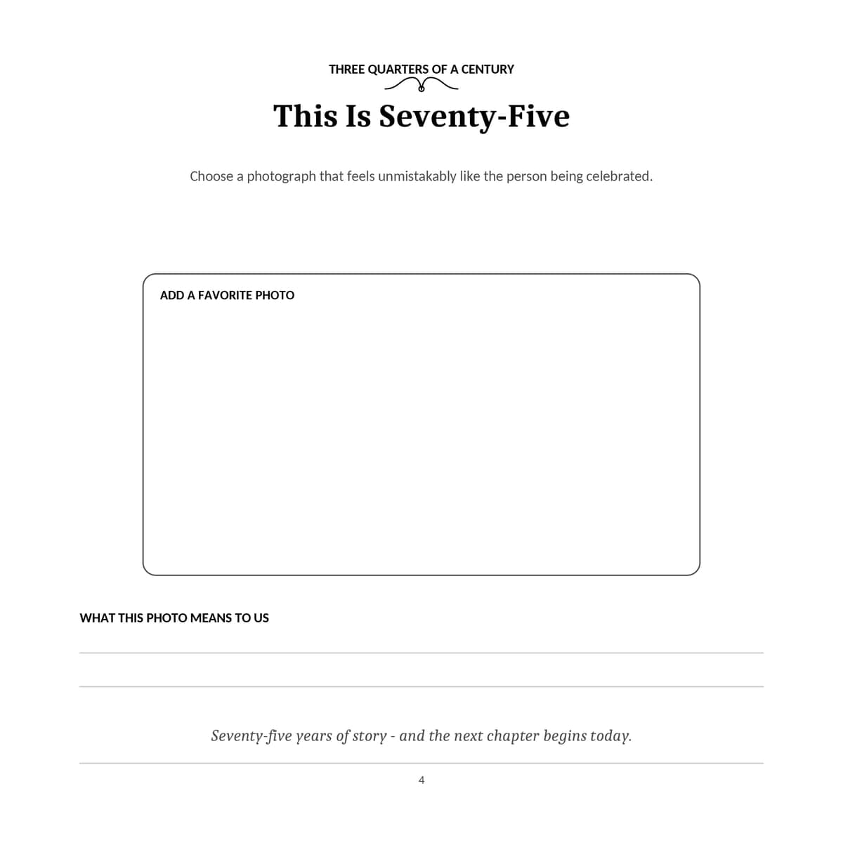 75th Birthday Guest Book & Memory Keepsake interior line art 4