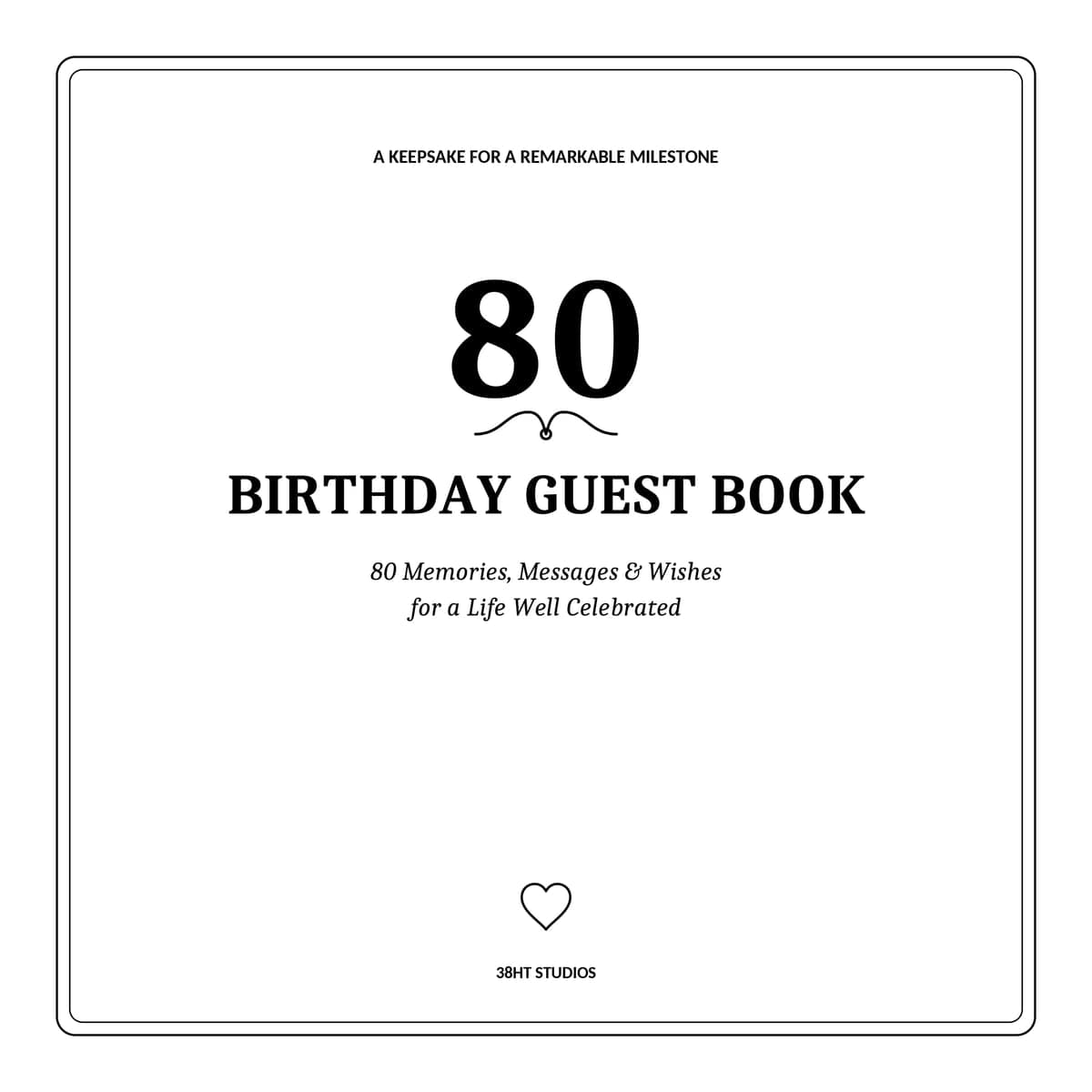 80th Birthday Guest Book interior line art 1