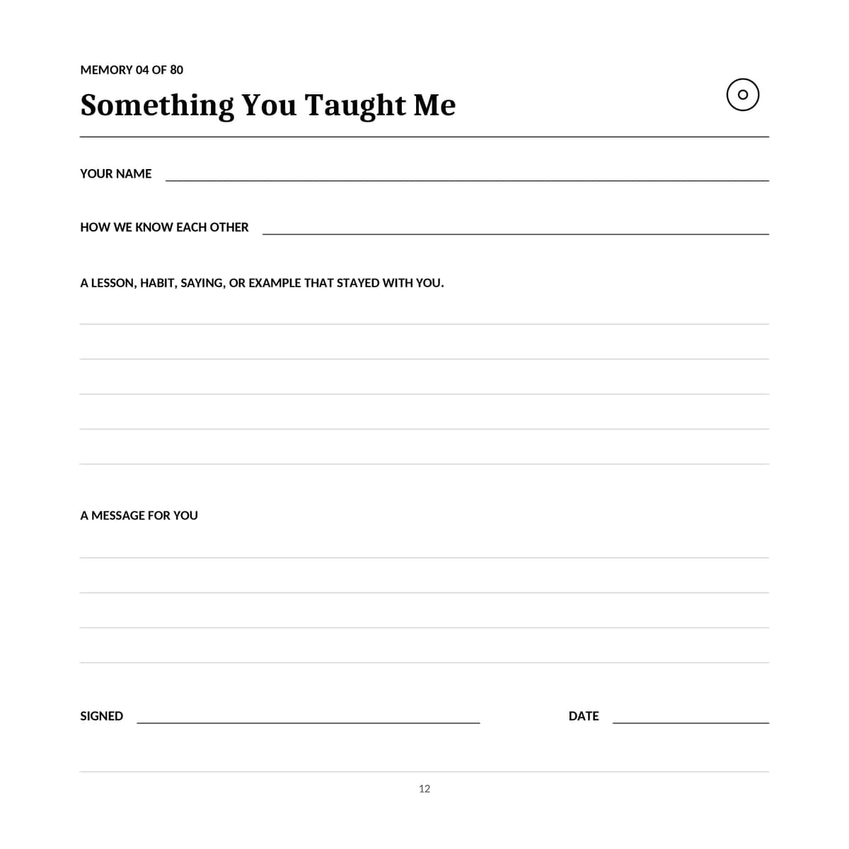 80th Birthday Guest Book interior line art 12