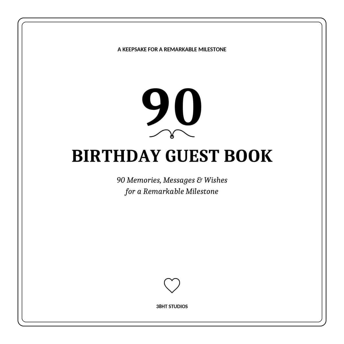 90th Birthday Guest Book interior line art 1
