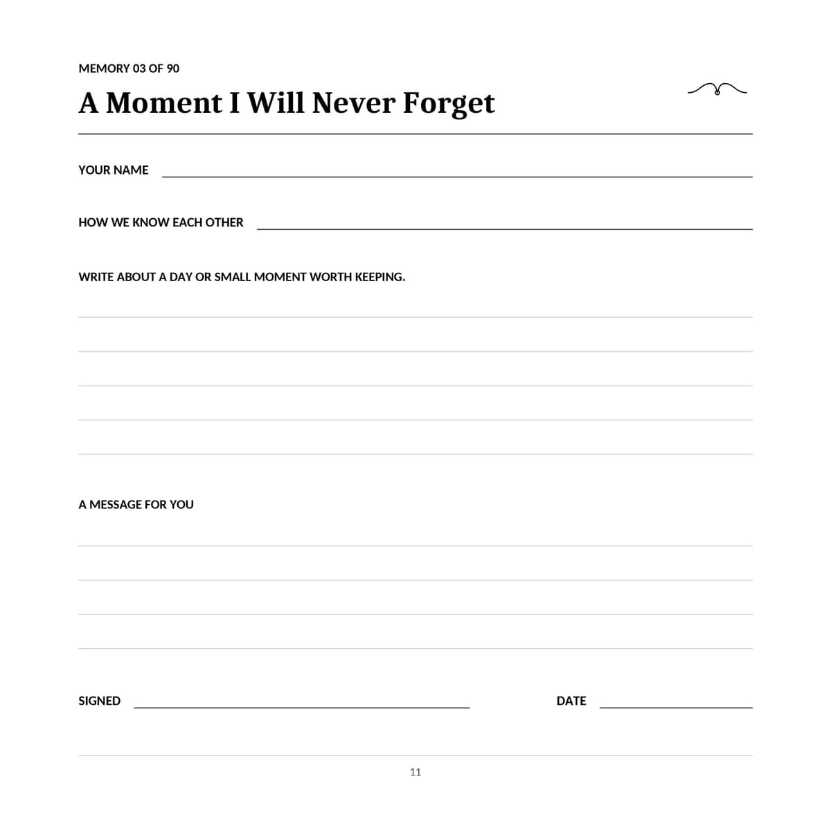 90th Birthday Guest Book interior line art 11