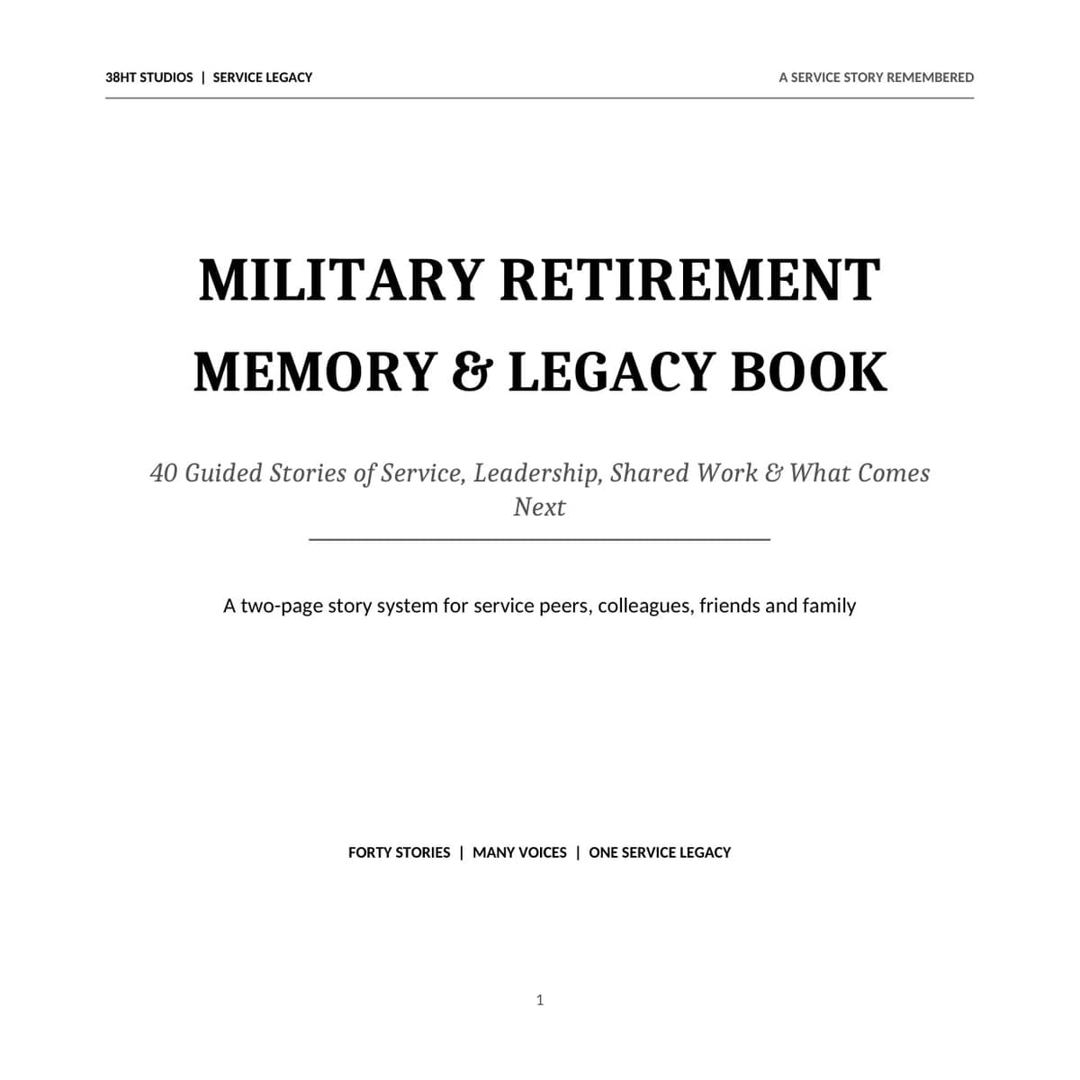 Military Retirement Memory & Legacy Book interior page 1