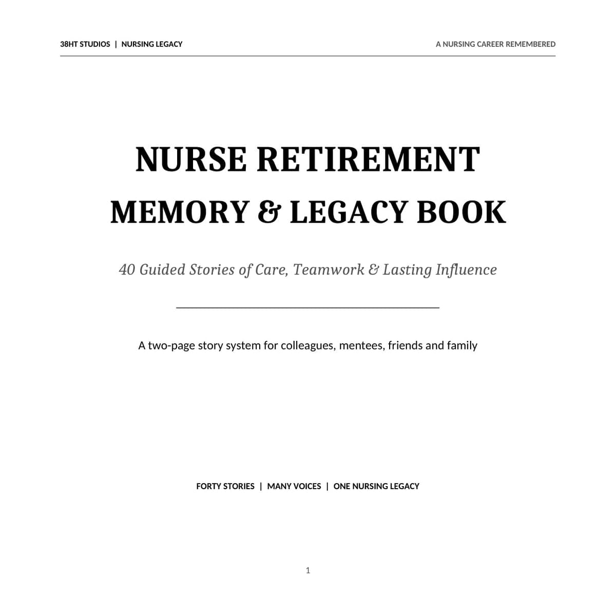 Nurse Retirement Memory & Legacy Book interior page 1