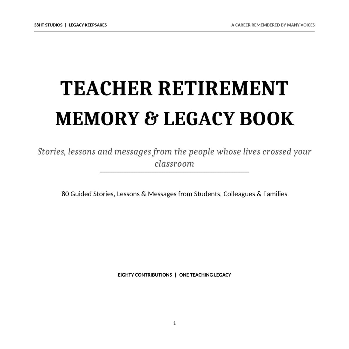 Teacher Retirement Memory & Legacy Book interior page 1