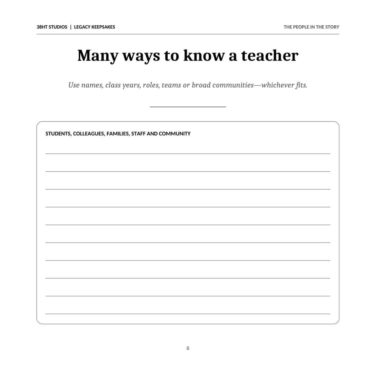 Teacher Retirement Memory & Legacy Book interior page 6