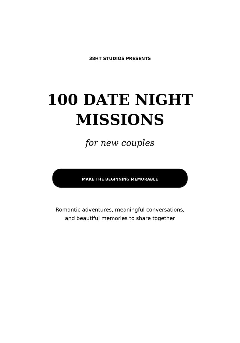 100 Date Night Missions for New Couples interior line art 1