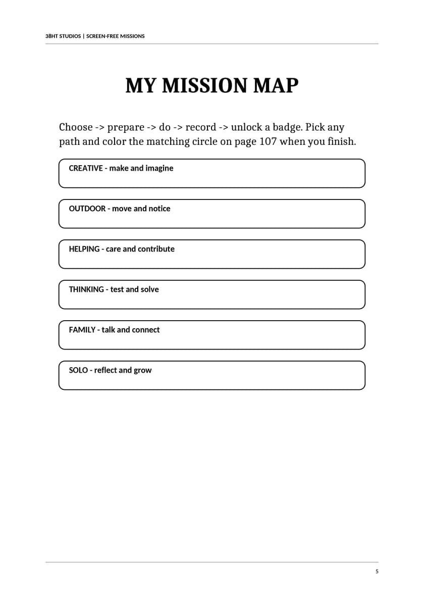 100 Screen-Free Missions for Kids interior line art 5