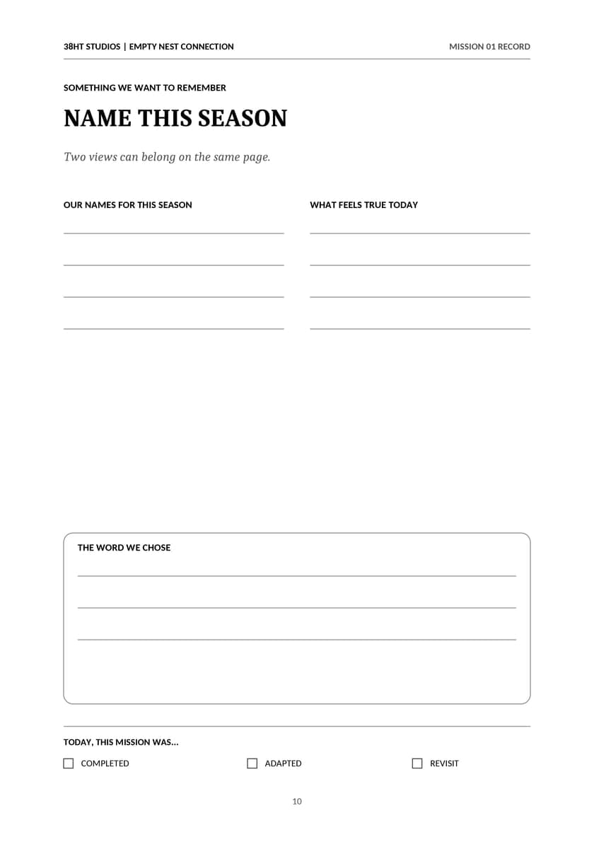 Empty Nest Connection Missions for Couples interior line art 10