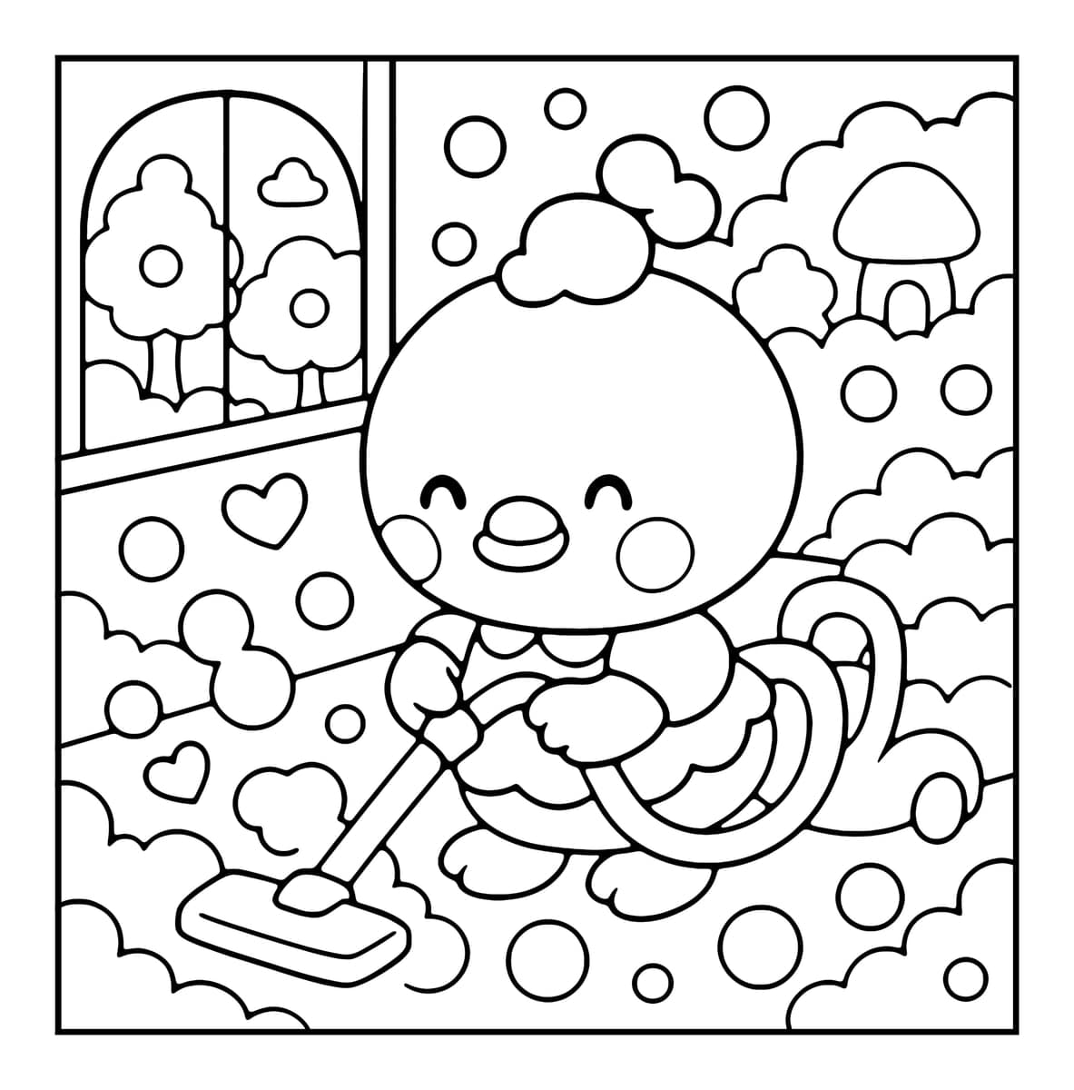 Bubble Life Coloring Book interior line art 1