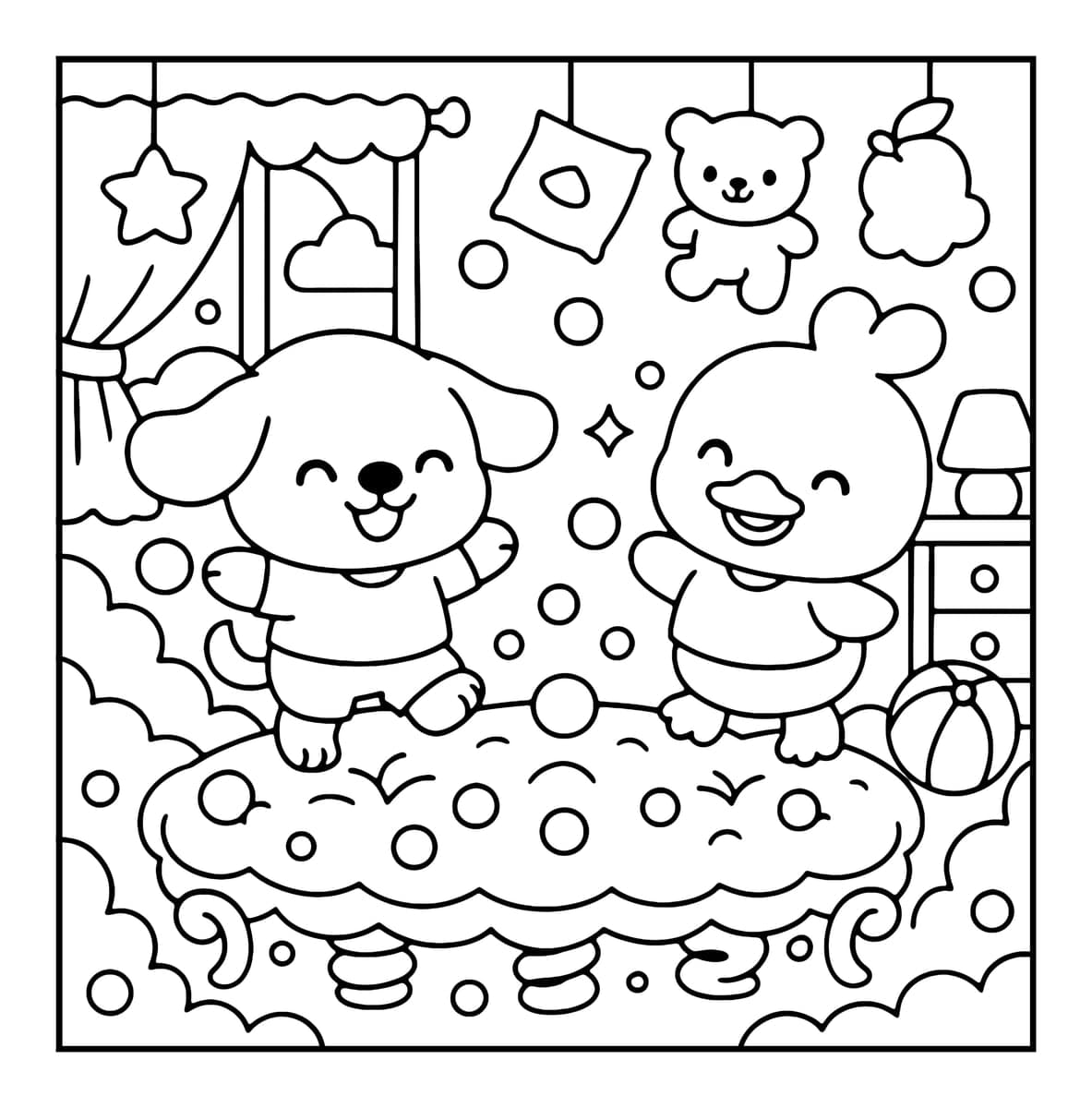 Bubble Life Coloring Book interior line art 2