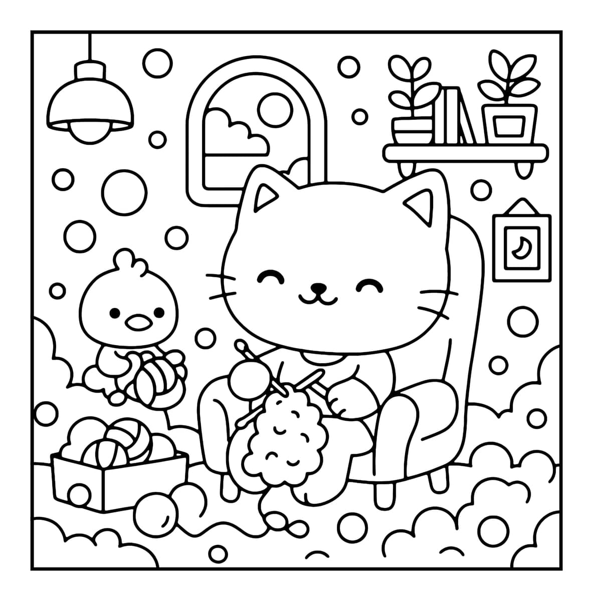 Bubble Life Coloring Book interior line art 3