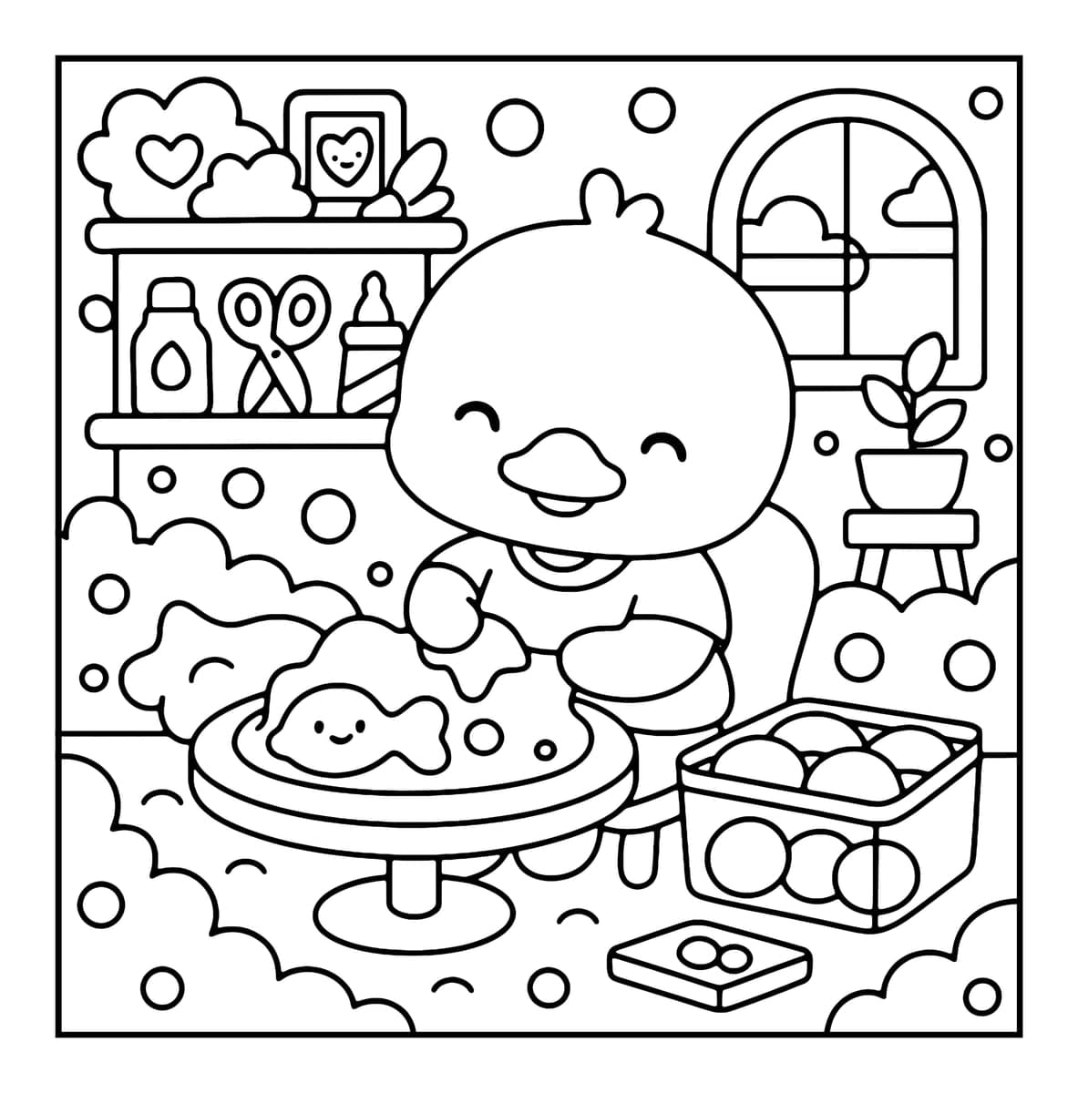 Bubble Life Coloring Book interior line art 4