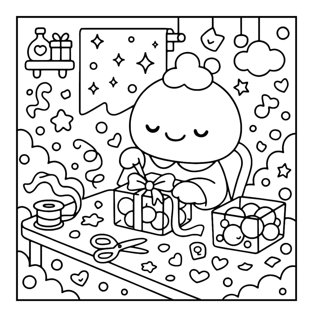 Bubble Life Coloring Book interior line art 5