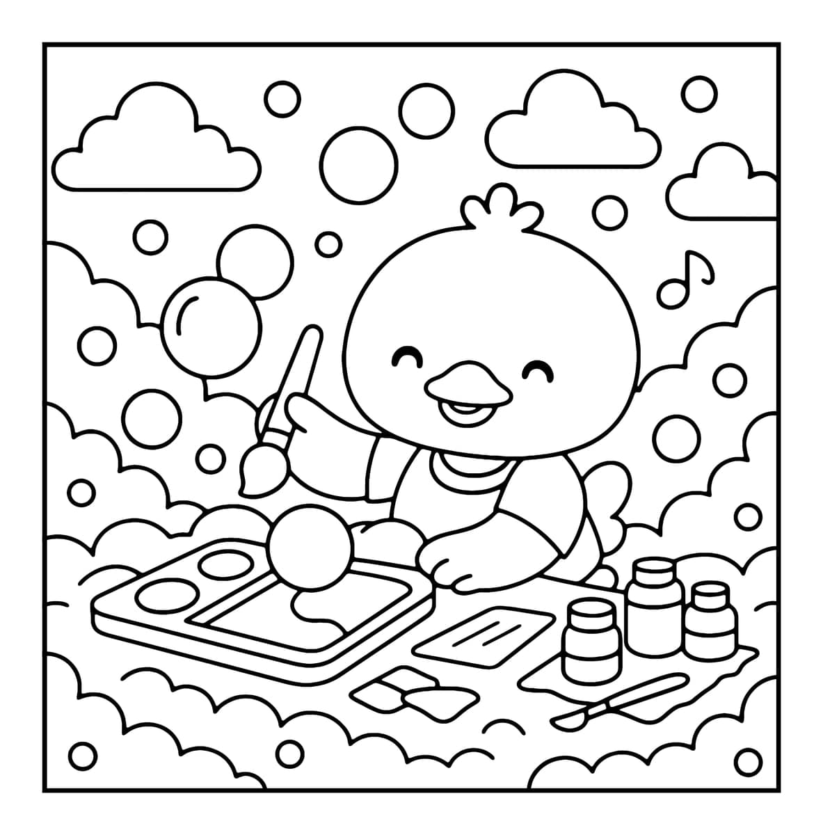 Bubble Life Coloring Book interior line art 6